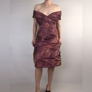 Rickie Freeman Teri John Taffeta Off The Shoulder Mini Dress Size 6‎